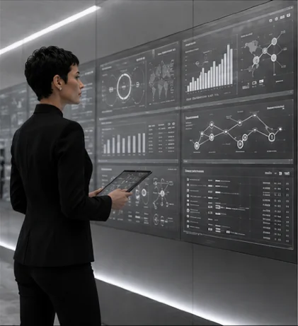 Principal reviewing studio performance dashboards